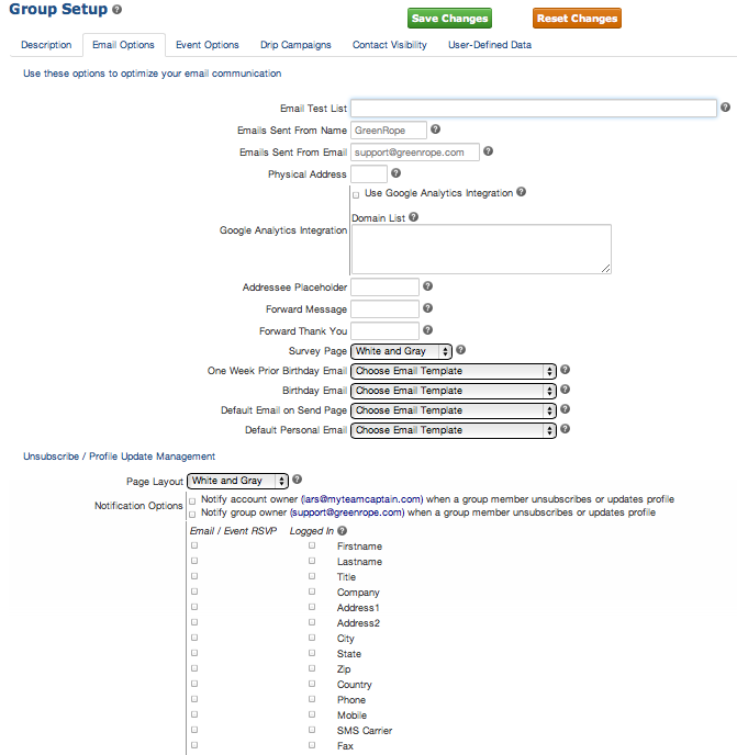 Email Options
